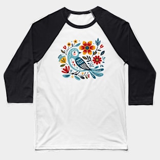 Bird and flowers Baseball T-Shirt